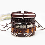 5pcs/lot Handmade Ethnic PU Leather Braided Bracelet Charming Male Pulsera Fashion Jewelry Accessories 2019 For Men Women