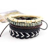 5pcs/lot Handmade Ethnic PU Leather Braided Bracelet Charming Male Pulsera Fashion Jewelry Accessories 2019 For Men Women