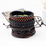 5pcs/lot Handmade Ethnic PU Leather Braided Bracelet Charming Male Pulsera Fashion Jewelry Accessories 2019 For Men Women