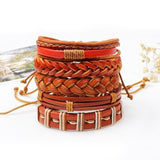 5pcs/lot Handmade Ethnic PU Leather Braided Bracelet Charming Male Pulsera Fashion Jewelry Accessories 2019 For Men Women