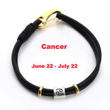 Fashion Constellation Bracelet 12 Zodiac Charm Pulseras Hombre Black Leather Bracelet for Women Men Handmade Friendship Bracelet