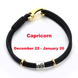 Fashion Constellation Bracelet 12 Zodiac Charm Pulseras Hombre Black Leather Bracelet for Women Men Handmade Friendship Bracelet