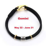 Fashion Constellation Bracelet 12 Zodiac Charm Pulseras Hombre Black Leather Bracelet for Women Men Handmade Friendship Bracelet