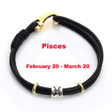 Fashion Constellation Bracelet 12 Zodiac Charm Pulseras Hombre Black Leather Bracelet for Women Men Handmade Friendship Bracelet