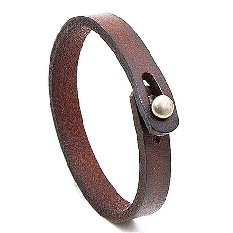 Handmade Unisex Genuine Leather Bracelet Adjustable Cuff Wristband Punk Leather Wrap Bangle for men